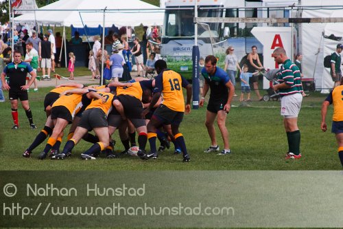Rugby players at Irish Fest